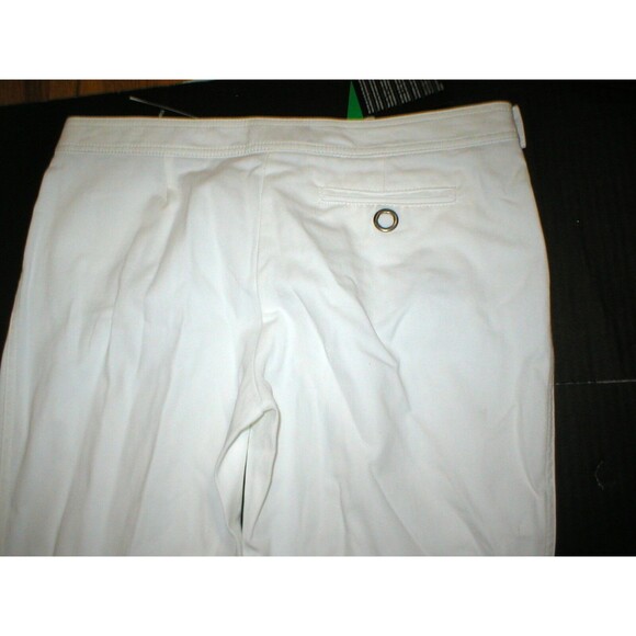 New Womens Designer Emporio Armani Cotton Pants 44 8 White Tall NWT Belt Accent - Picture 5 of 8